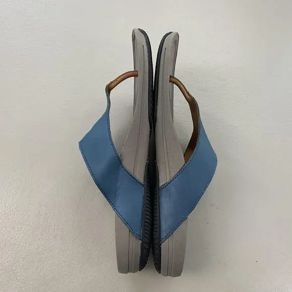 KURU Suomi Sandals Womens 9 Blue Leather Thong Buckle Comfort Arch Support Shoes - Picture 9 of 13